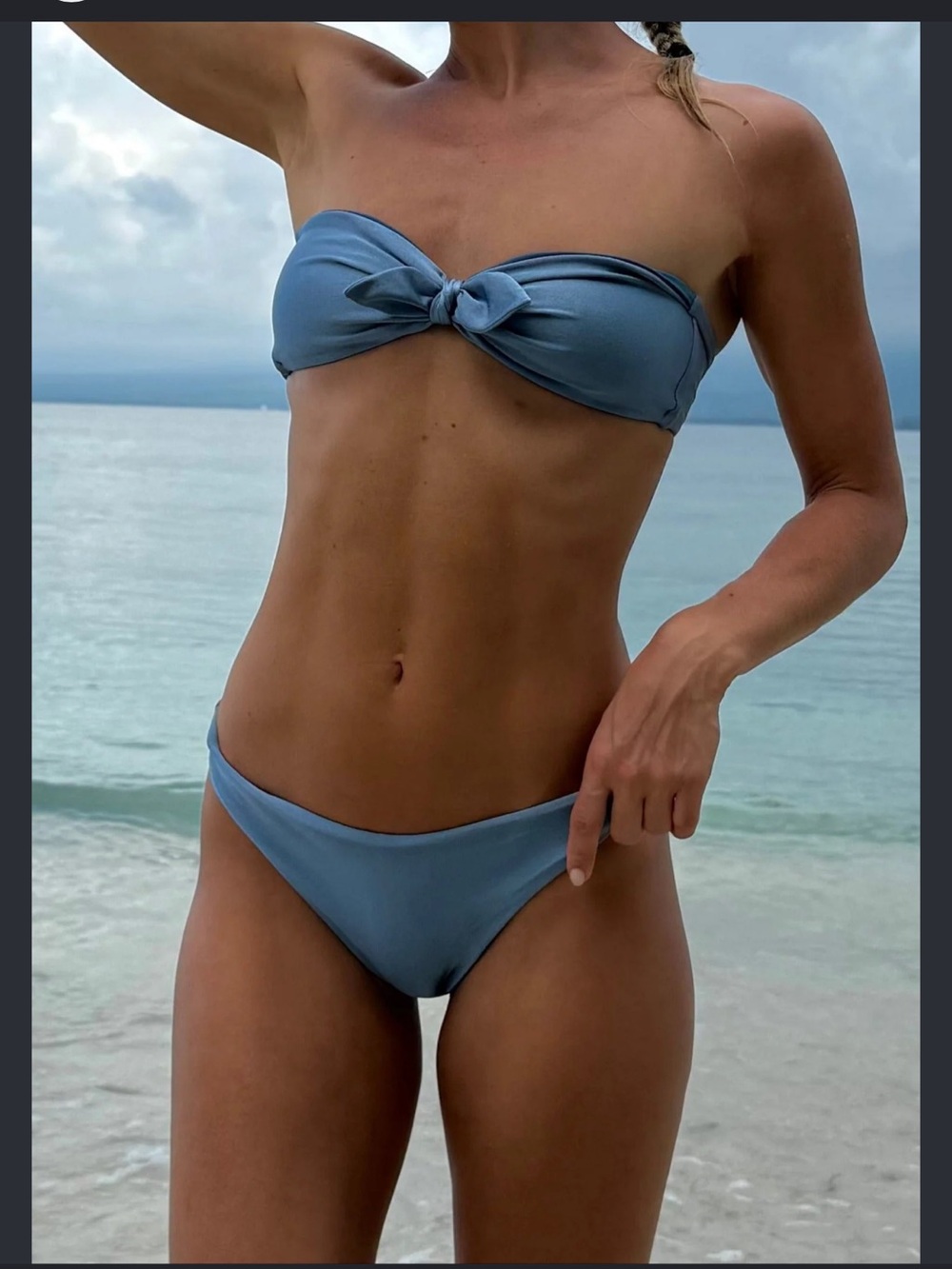 Zimmermann Teal Bandeau Bikini Set with Tie Details